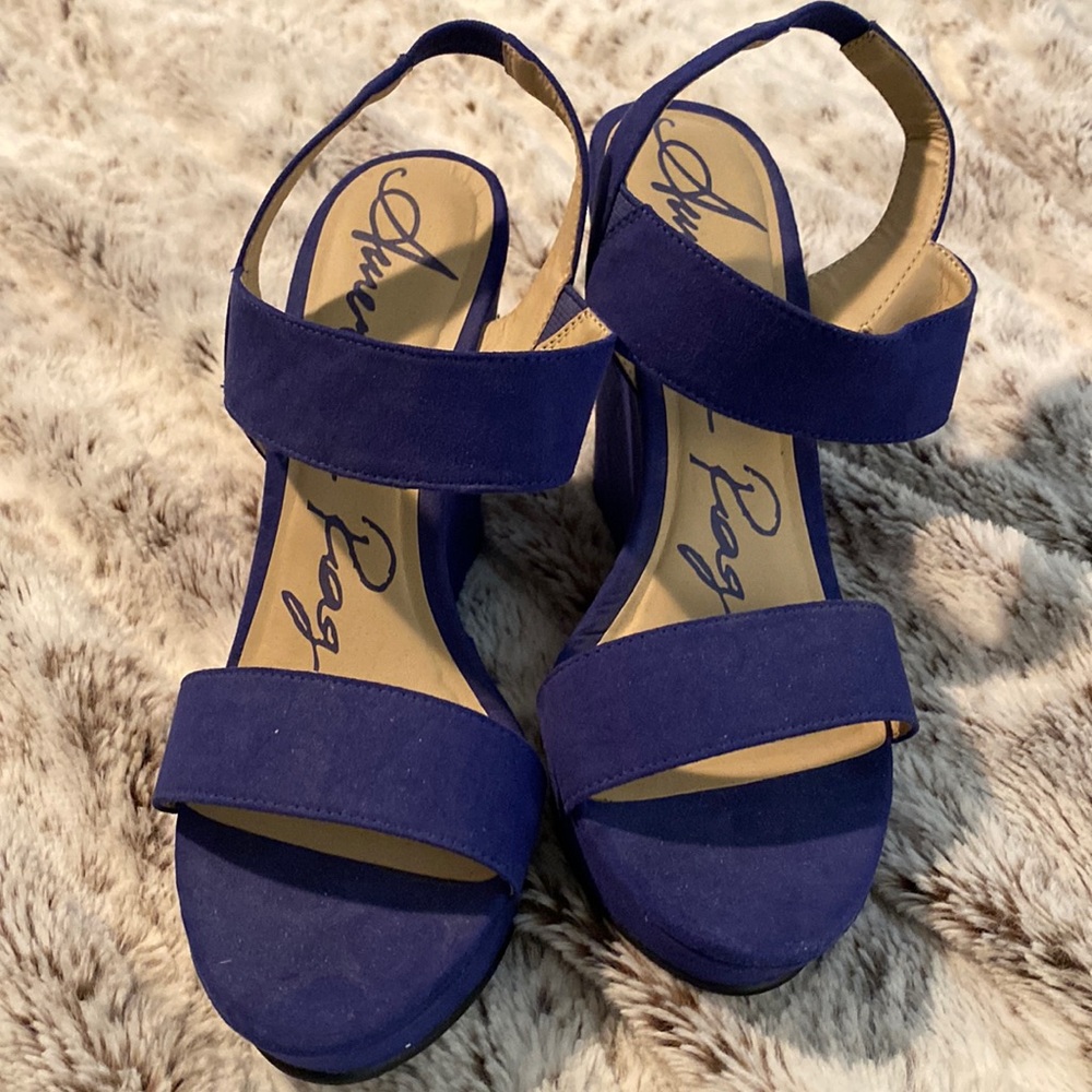 American rag royal blue wedge size 10